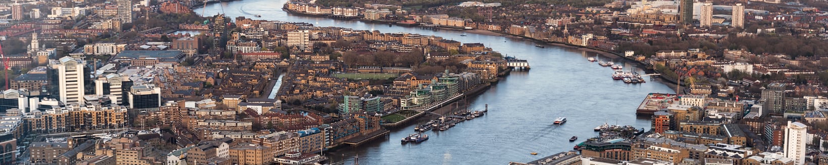 Aerial view of London and the Thames River